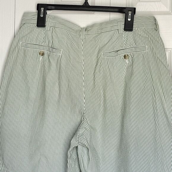 Roundtree & Yorke Shorts Mens 36 Trademark Pleated Green Striped - Picture 3 of 13